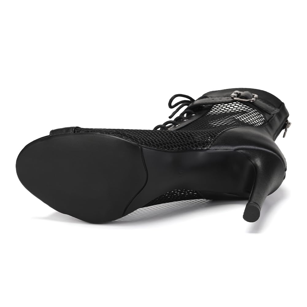 Bottines de Danse Latine Femme à Lacets Peep Toe Chaussures de Danse à Talons Hauts, Modèle DS K92