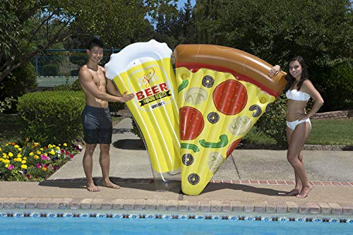 Poolmaster Inflatable Swimming Pool Mattress, Slice O' Pizza and Beer Mug Combo