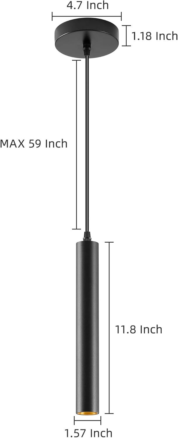 Modern LED Pendant Light, 10W Dimmable Ceiling Hanging Spotlight Fixture Black Minimalist Aluminum Pendant Lighting for Kitchen Island, Bar Counter, Bedroom, 4000K, ETL Listed, Pack of 1