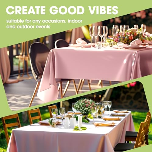 Image of Pureegg Rectangle Table Cloth 60 inch x 84 inch - Durable Polyester Tablecloth Offers Reusable & Washable Protection, Ideal for Outdoor Party, Picnic, Wedding, Banquet and Birthday, Pink