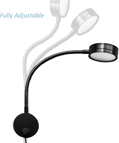 Miniatura 3 de Onerbuy Youngine - Lámpara de pared de cuello de cisne flexible con cable de 5 W, lámpara de lectura de obras de arte, luz de acento, montaje en