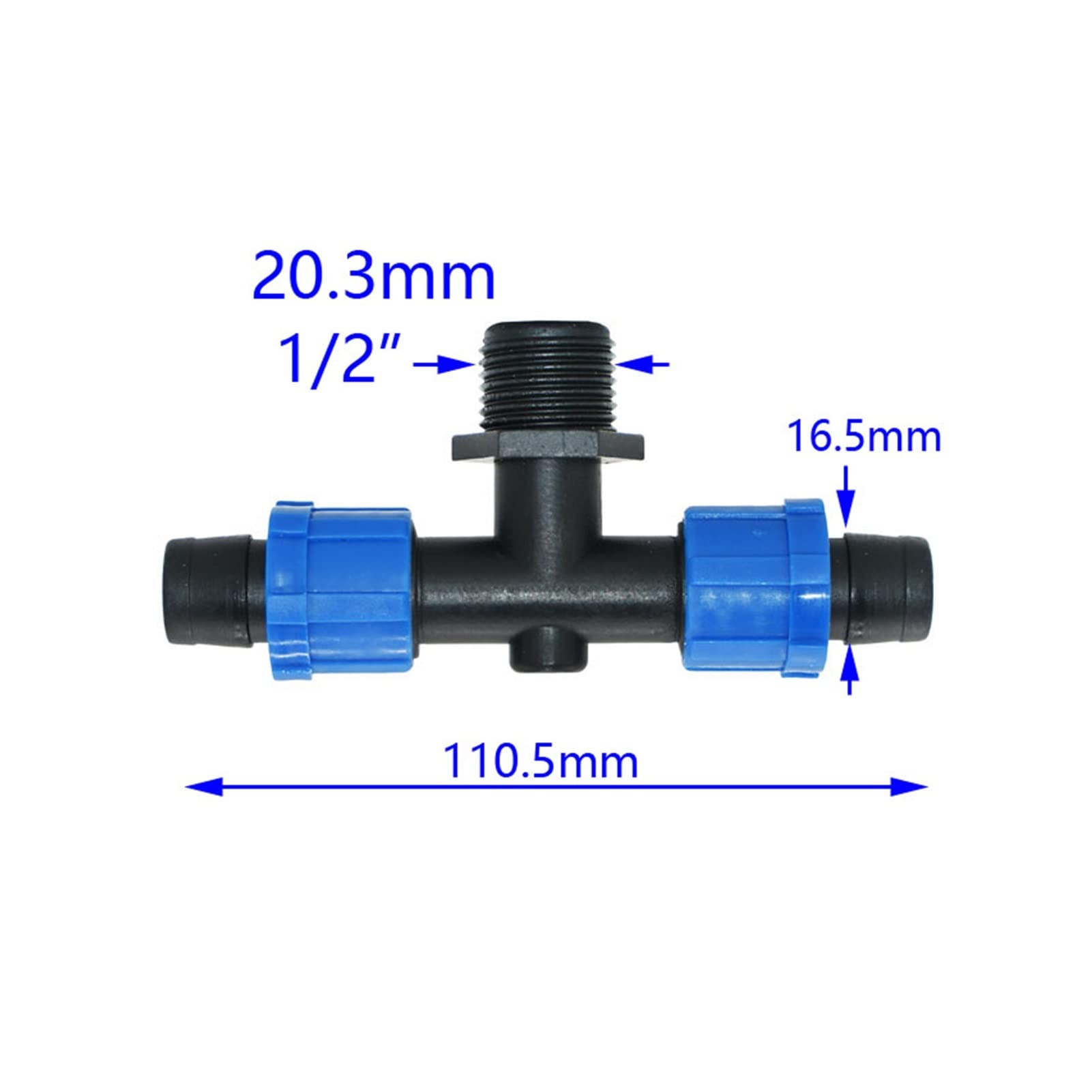 Connecteur de Tuyau D'Arrosage À Économie D'Eau, Lot de 5 Pièces de 16 Mm, Connecteur de Tuyau D'Arrosage À Trois Voies, Connecteur de Réparation Pour Tuyau D'Arrosagericole/16 1I2 Té