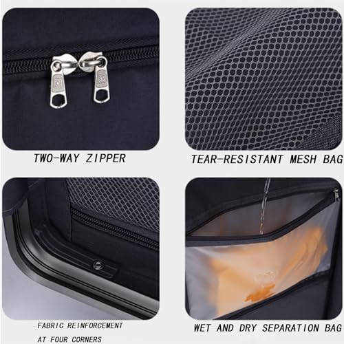 Wet and Dry Separate Suitcase, Two-Way Zipper Charging Port Suitcase for Travel and Business Trips,Black-24 inches (Red 24 inches)4