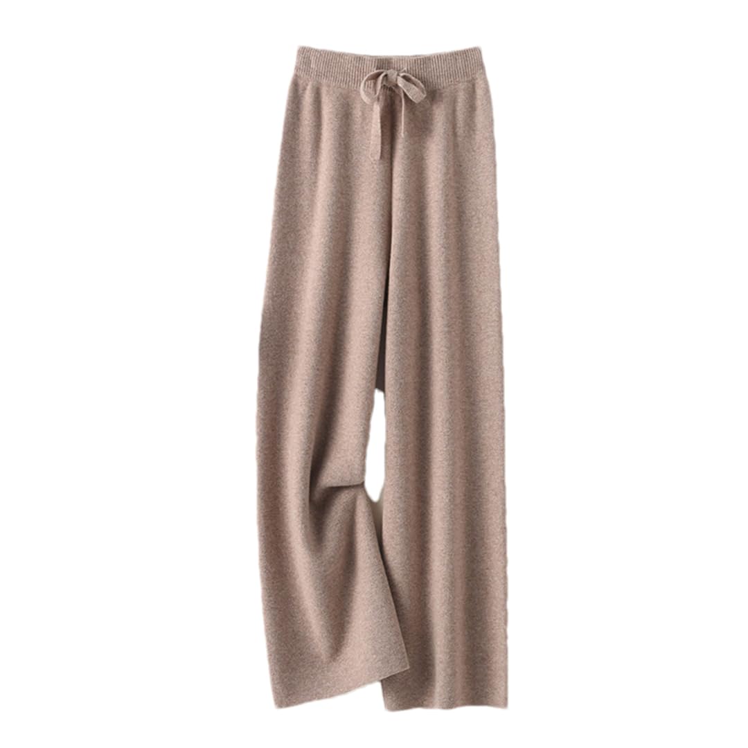Hndudnff Womens Cashmere Wide Leg Pants High Waist Casual Knitted Trousers Office Work Pants