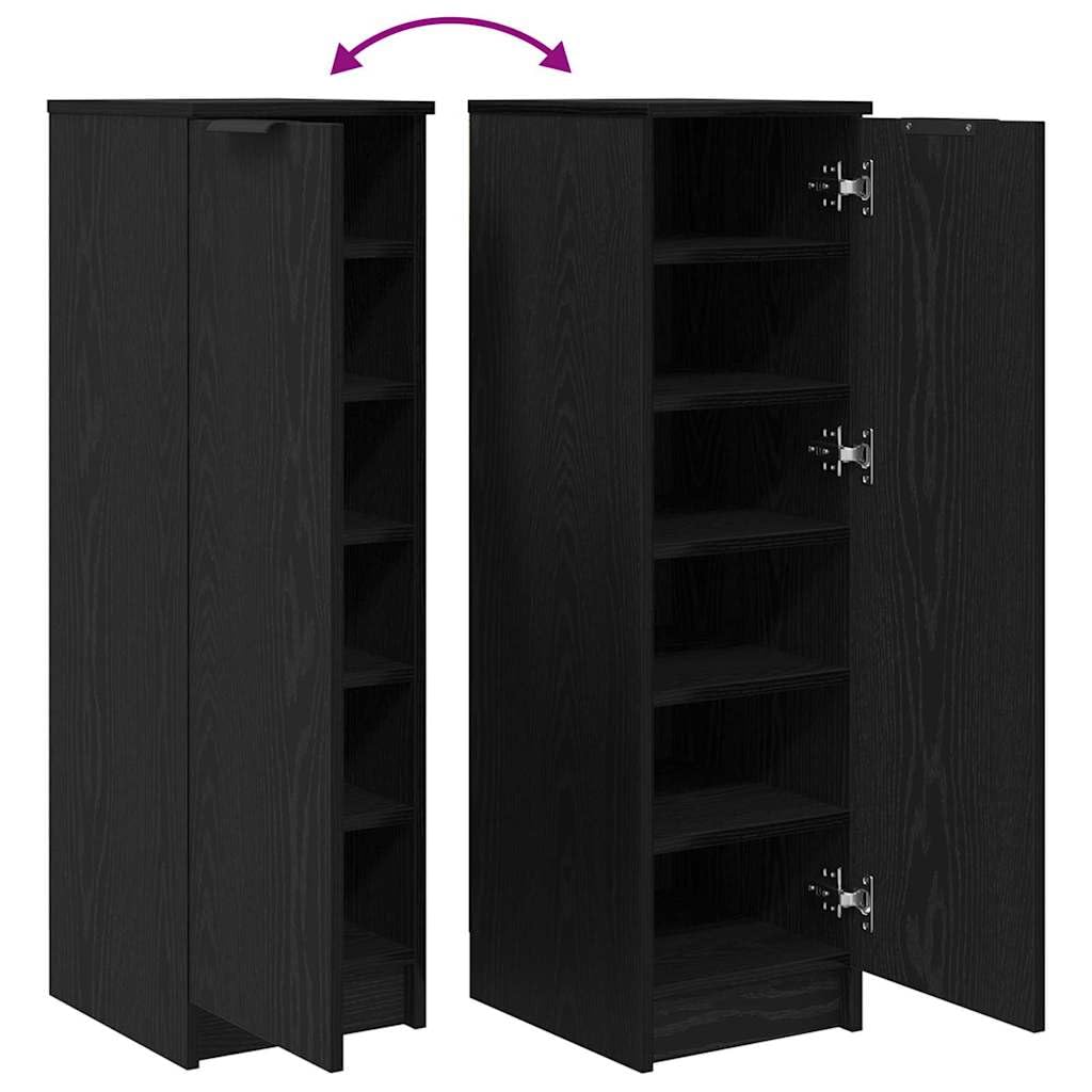 vidaXL Meuble à Chaussures Chêne Noir 29,5 x 35 x 101 cm Rangement Moderne