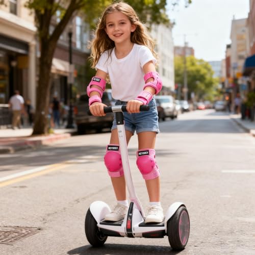 Kids 6 in 1 Skate Protective Gear Set, Pink, M - image 7