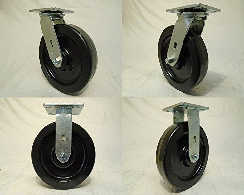 8" X 2" Swivel Casters Heavy Duty Phenolic Wheel (2) Rigid(2) 1250 Lbs Each Tool Box