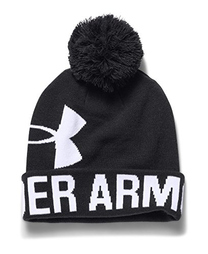 Under Armour Women's Graphic Pom Pom Beanie, Black (001)/White, One Size Fits All