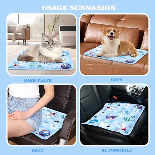 Huifengjie Hundematte & Katzenmatte, Waschbares Hundebett, wassergefüllte Kühlmatte, für Zuhause Unterwegs oder im Auto Kühlkissen Pad Hunde, 60×90 cm, XL,Blaue Windmühle