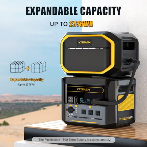 Image of VTOMAN FlashSpeed 1000 Portable Power Station, 828Wh LiFePO4,1000W output | Expandable to 2376Wh, 1H fast charge (0-80%), 2000W peak output, solar generator, home backup, camping, power outages