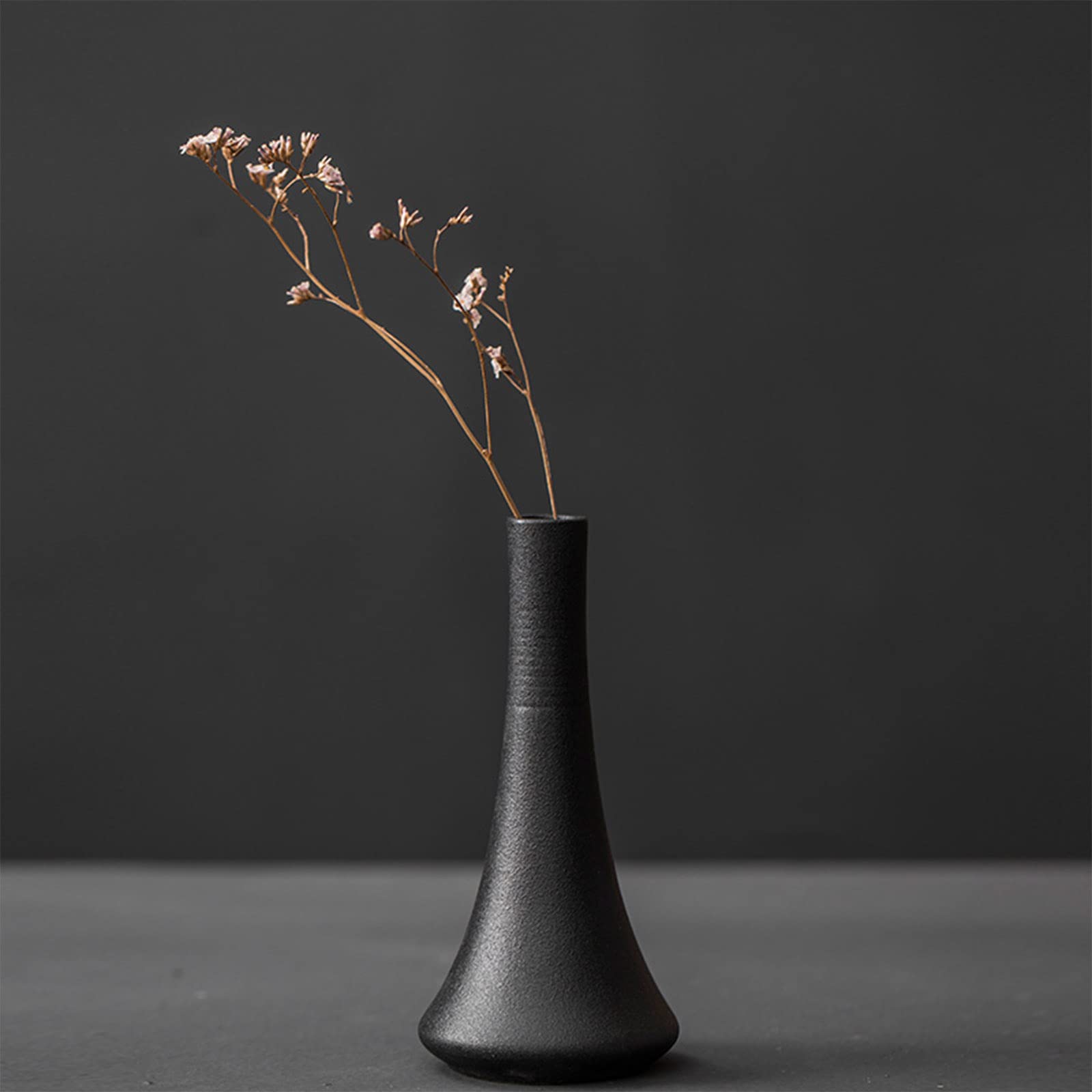 Set Di 3 Vasi In Ceramica Nera Forme Diverse Per Fiori Secchi E Pampa - Decorazione Casa Minimalista - 5