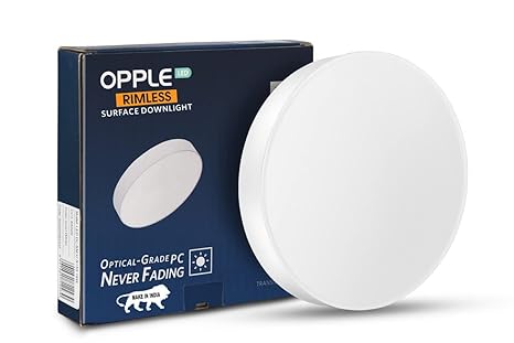 OPPLE 12 Watts LED Cool Day Rimless Surface Mounted Down Light For Home/Office Ceiling or Wall, Cool Day White - 6500K (Pack of 6)