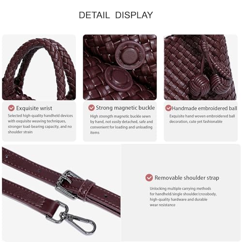 Image of Woven Tote Bag for Women with Coin Purse, Foldable Chain Small Crossbody Handbags, Fashion Shoulder Bag, Hobo Satchel
