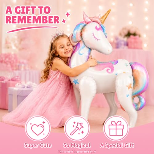 Image of Unicorn Balloons for Girls Birthday Decorations, Unicorn Birthday Decorations, Unicorn Party Supplies and Unicorn Party Favors for Girls Birthday Party