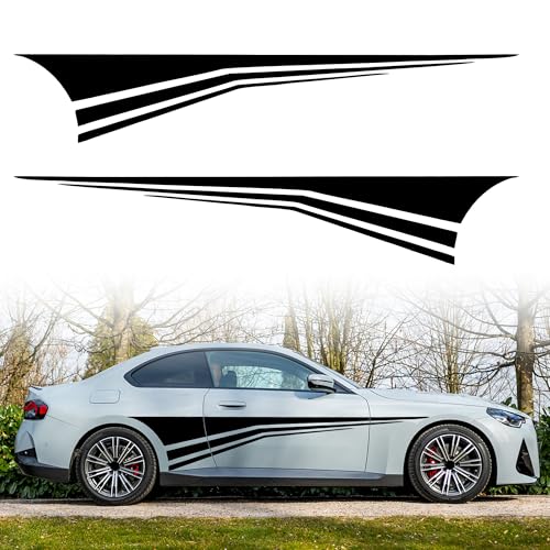 Image of TOMALL 2Pcs 70'' Sports Racing Stripe Sticker for Car Body Door Side Skirt Bumper Stripe Graphic Vinyl Decal Decoration for All Cars SUV Truck Vehicles Universal Auto Stickers Accessories (Black)