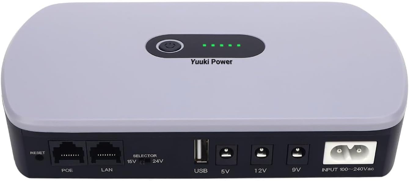 DC UPS for Router 10400mAh(38Wh) Mini UPS Battery Backup 12V1A USB 5V2A, Complete MAX 18W