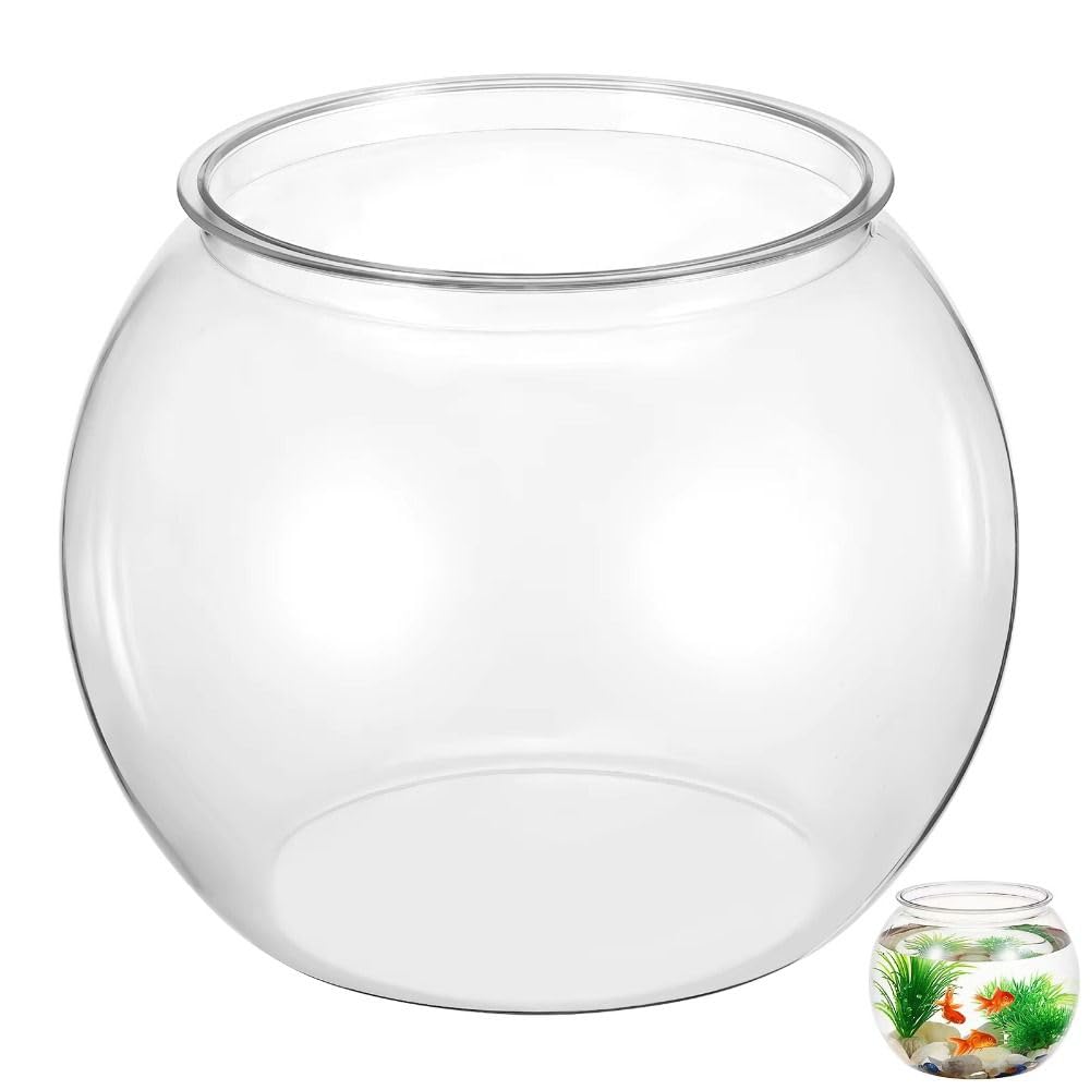 Runde Fischschale, klare Fisch-Aquarien, Heimdekoration, Wassertierbehälter, Hydrokultur-Pflanzenvase für Tisch-Wohnzimmer (M)