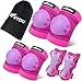 Safety Gear for Kids 3-8 Years Old, Kids Youth Knee Pad Elbow Pads Wrist Guards 3 in 1 Adjustable Protective Gear Set for Roller Skating Cycling Skateboard Bike Scooter Rollerblade (Purple)