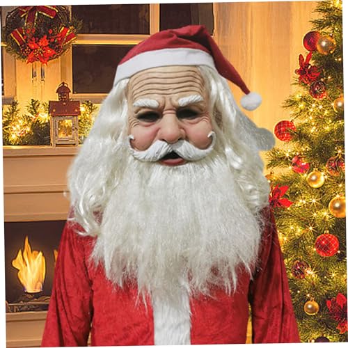 Masque de Père Noël en latex ridé simulation avec barbe de cosplay - 3