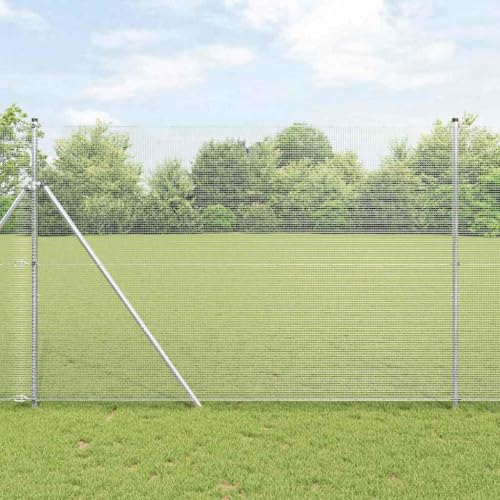 Poteau de clôture acier robuste argenté pour barrière extérieure