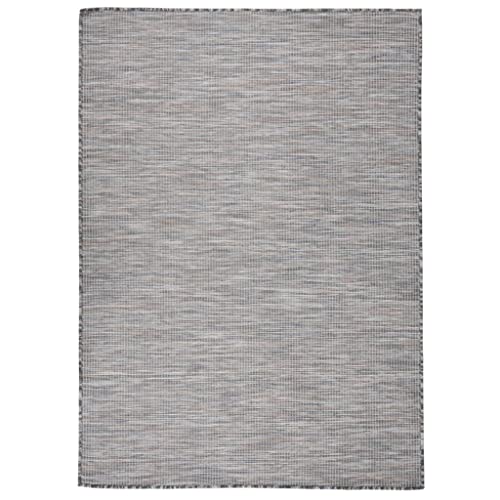 vidaXL Outdoor Teppich Flachgewebe Witterungsbeständig UV-beständig Außenteppich Balkon Terrasse Garten Swimming Pool 200x280cm Braun Blau
