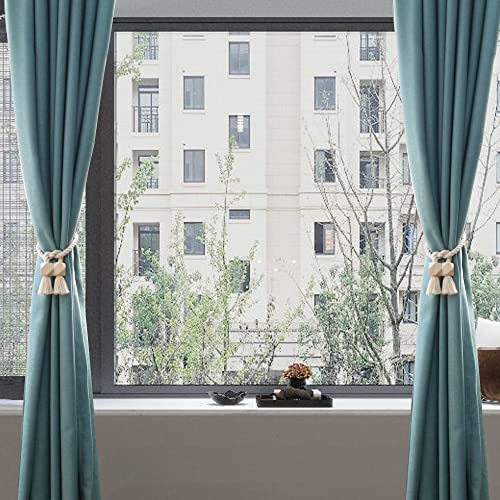 OCIOLI 2 Pack Strong Magnetic Curtain Tiebacks Curtain Holdbacks Outdoor Curtain Tiebacks Cotton Hand Woven Tie Backs Drapery Holdbacks Curtain Ties for Drapes (Beige - Image 2