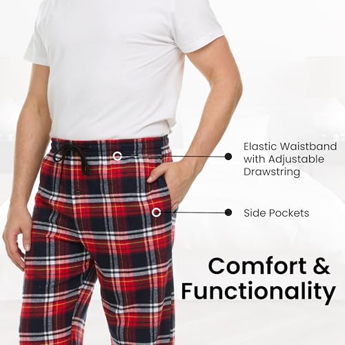 Pajama Pants for Men - 3 Pack Pajama Bottoms - Cotton Blend Flannel Plaid Lounge Pants, Comfortable PJ Pants2