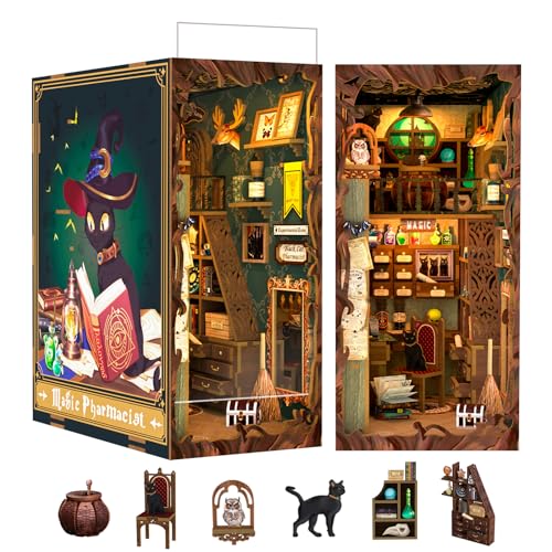 Cutefun Book Nook Kit, DIY Miniature Booknook Kit for Adults, 3D Wooden Puzzle Bookend Bookshelf...
