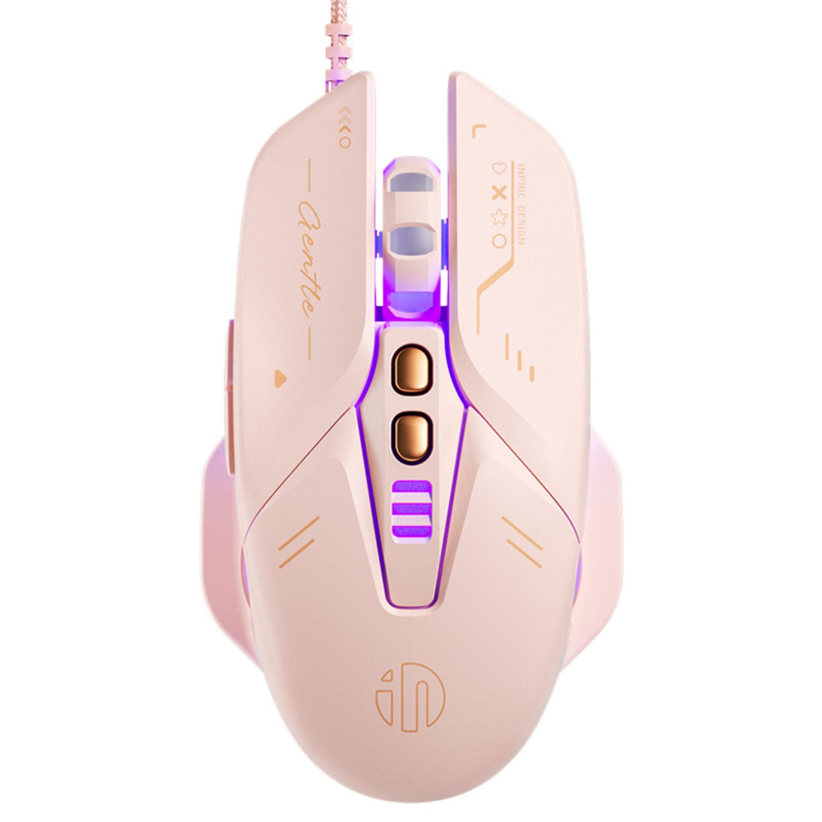 Gaming Mouse, Wired 7 Programmable Silent Buttons, 200-8800 DPI Adjustable RGB Ergonomic Mouse with Braided Cable for PC Computer Gaming Office（W8-image-17
