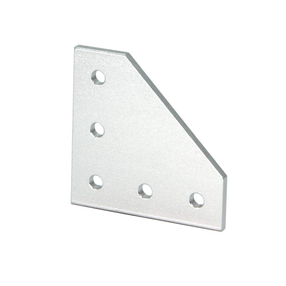 Lot de 10plaques d'angle argentées en forme de L avec 50vis+50écrous en T, plaque de joint à 90 degrés pour profilé en aluminium 2020(10pièces argentées, L avec écrou)