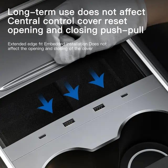 Hub USB Con Cavo Retrattile Per Tesla Model Y/3 - Ricarica Rapida - Foto 7