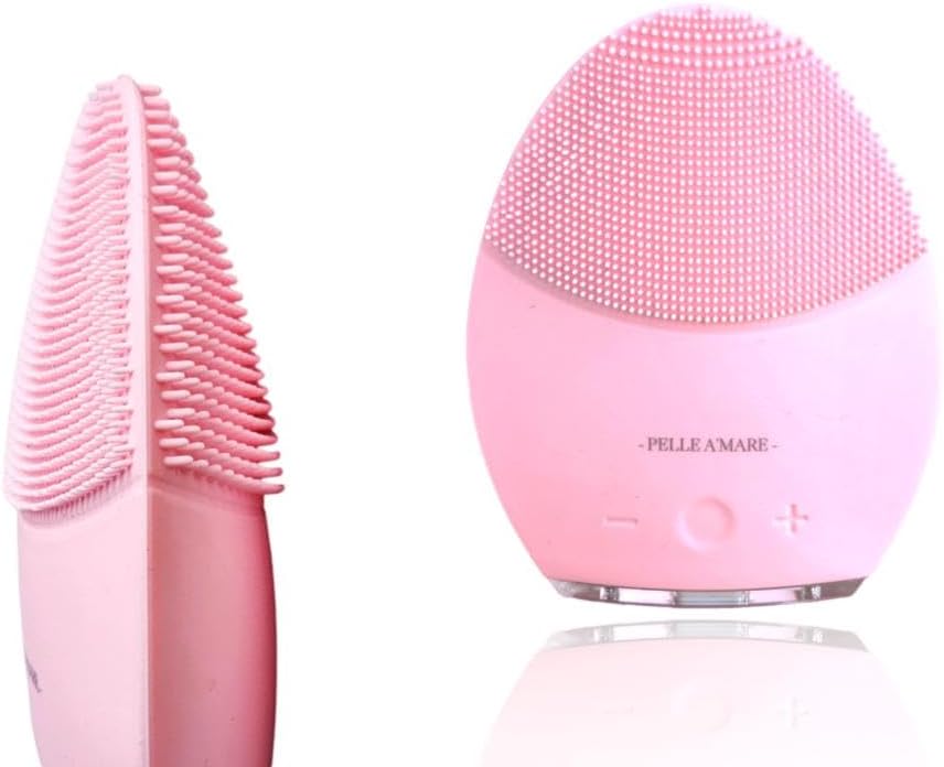 Pelle A'MARE Vibrating Silicone Facial Cleansing Brush Skin Massager Pore Unblocker