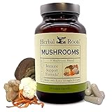 Herbal Roots Mushroom Extract Capsules - 8 Species Wellness and Immunity Blend - Turkey Tail,...