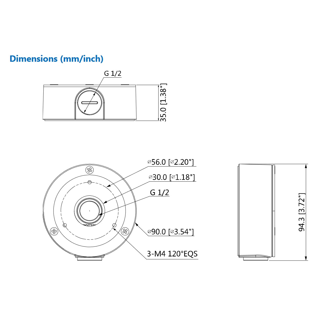 PFA134 Junction Box for Dahua Bullet Cameras, White, Pack of 1