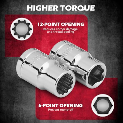 Image of 12-Piece 1 /4 inch & 3 /8 inch Drive 10mm Socket Set with 3-inch 3 /8 & 1 /4 Extension Bars | Deep & Shallow Mirror Finish Socket Set | Magnetic Storage Rail | Cr-V | 6 Point & 12 Point (13 Pack)