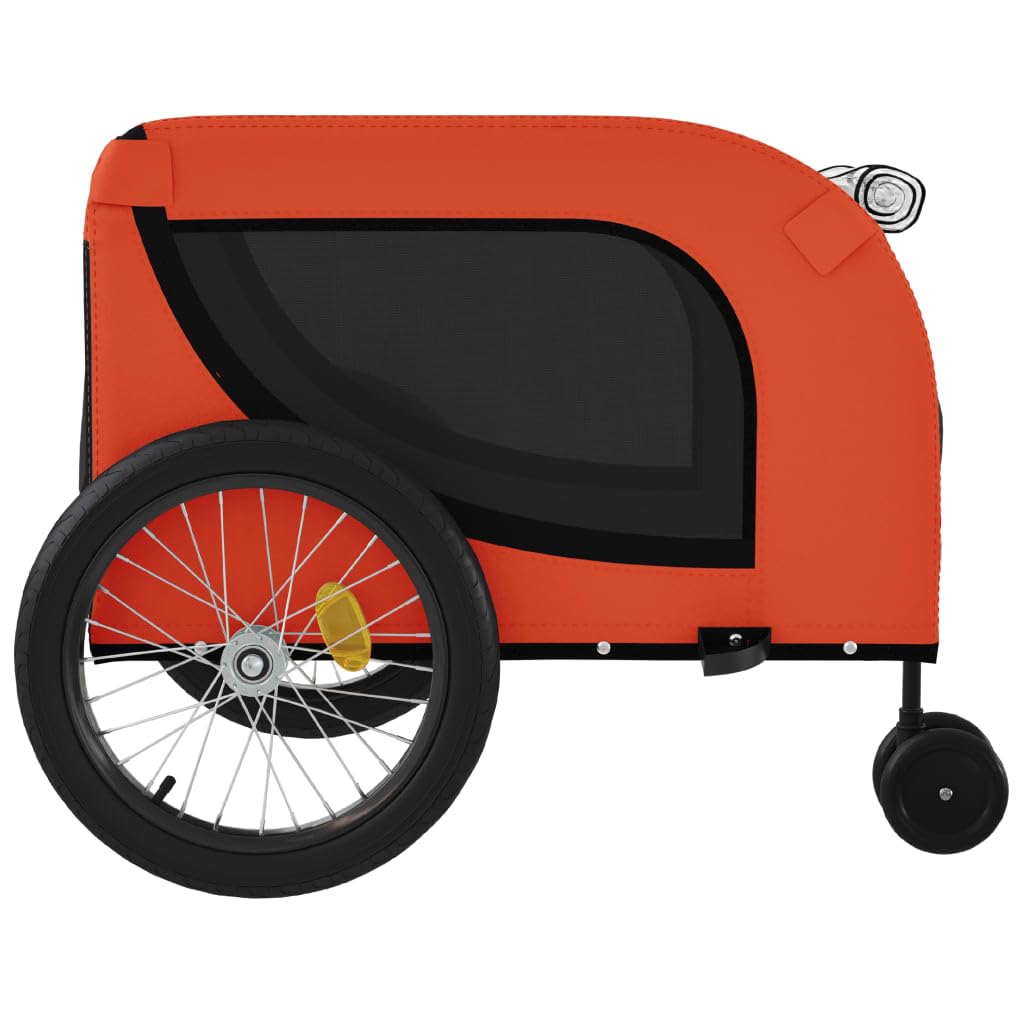 Homgoday Przyczepa rowerowa dla zwierząt pomarańczowa i czarna Oxford i żelazo, wyposażenie wózka dla psa, wózek rowerowy, wózek rowerowy, wózek dla psa, transporter rowerowy model 94026