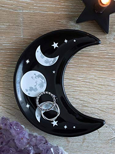 Grindstore Crescent Moon Trinket Dish Ornament Black 11x12cm - Cosy Home Interiors Grindstore Crescent Moon Trinket Dish Ornament Black 11x12cm - Image 2