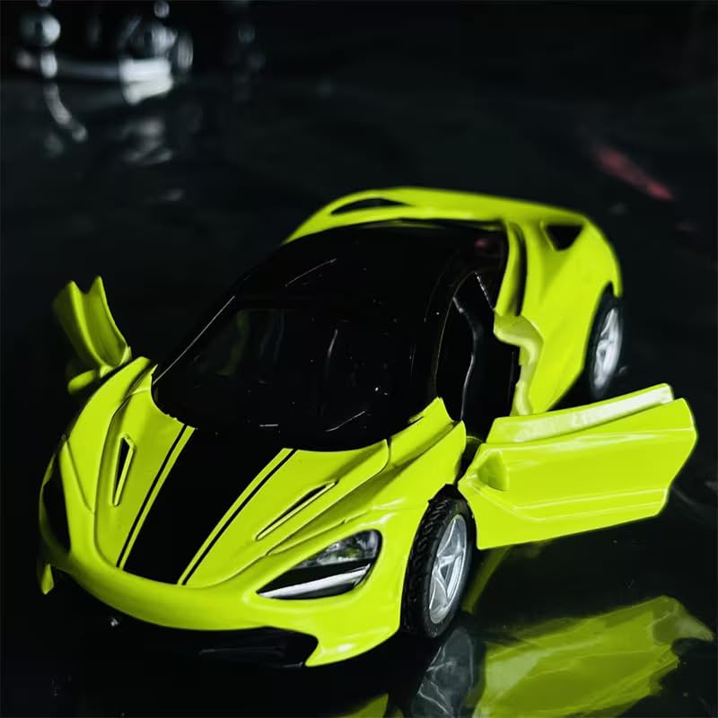 Image of SHAKTISM Die-Cast Metal Car Toy -1:36 Scale, Opening Doors, Pull Back Function, Collectible Toy, Racing Car for Kids Birthday Gift for Boys Girls (Green McLaran Diecast)