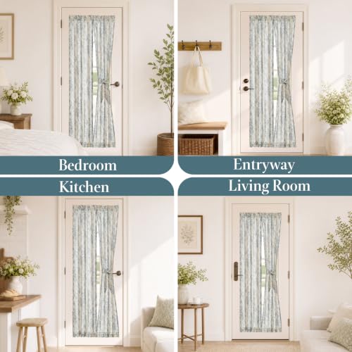 Image of jinchan Floral Sidelight Curtains for Front Door, 26x72, 2 Panels
