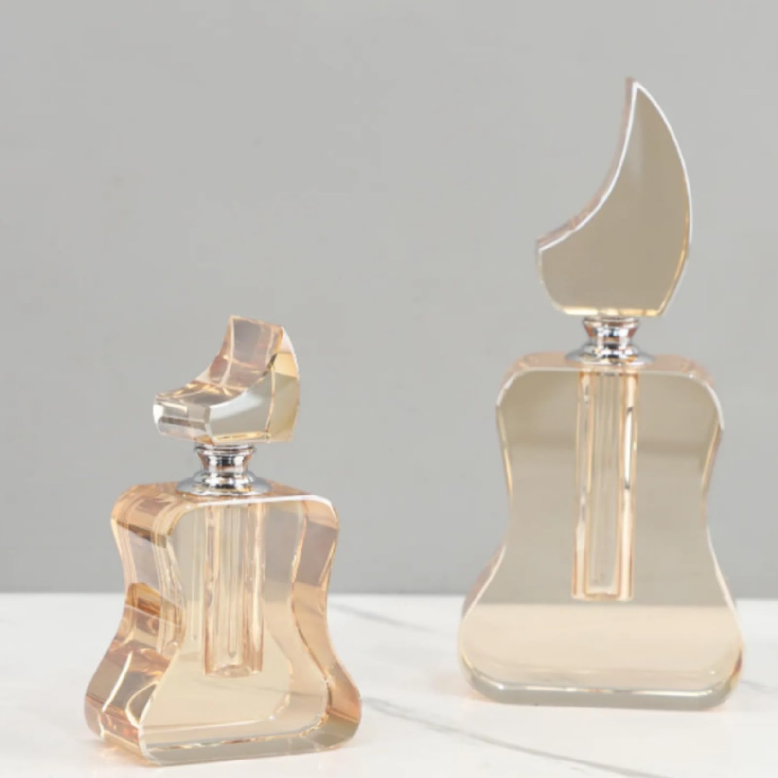 Kristall Parfümflasche Duftflakon Deko Flakon Ornament Kristalloptik mit Schlankem Hals Und Kugelstopfen aus Kristall für Kommode Couchtisch, Rosa, Mittel 6 3 17cm