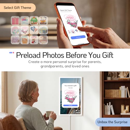 Image of NexFoto 24 Inch Large Digital Picture Frame Touchscreen, WiFi Electronic Photo Frame 64GB, Add Photos from Google Photos, Videos via App /USB, Gifts for Christmas /Mom /Grandparents, White