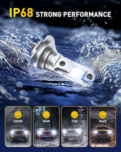 Image of AUXITO H7 Bulbs, 500% h7ll LED Super Bright, Mini Size, Plug N Play, Long Lifespan, 2PCS