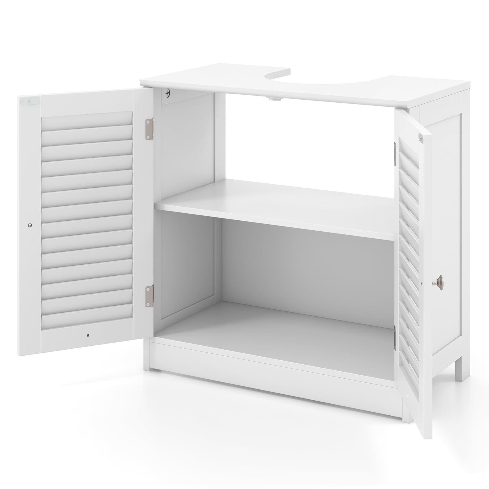 LIFEZEAL Waschbeckenunterschrank weiß, Badschrank Badunterschrank mit 2 Türen, U-Schnitt, Badezimmerunterschrank Waschbecken Unterschrank 60 x 30 x 60 cm (Stil 1)