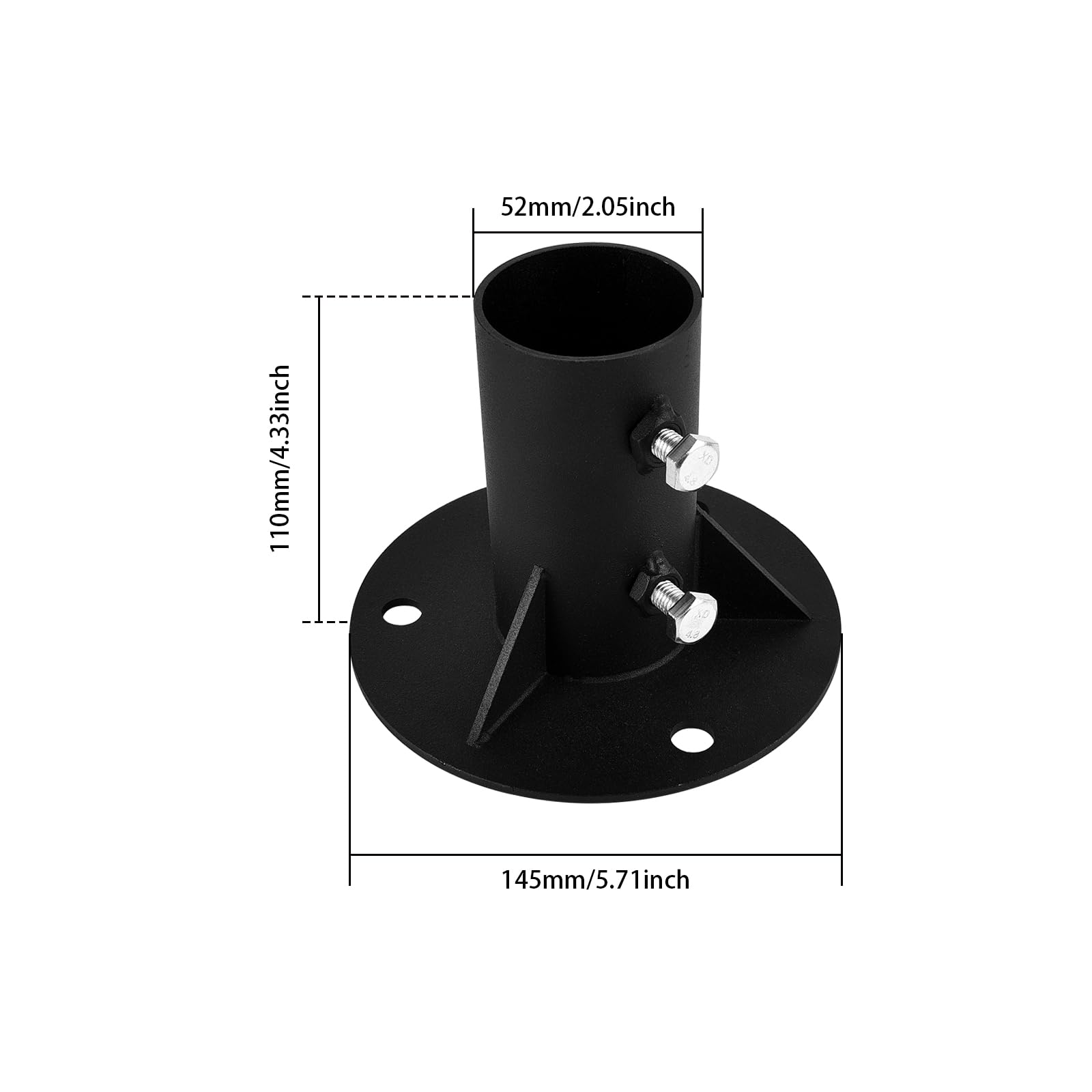2 Bases de Montaje de 52 mm para Bandera de Valla Resistente, Anclaje de Fijación de Escalera de Piscina, Brida de Piso de Barandilla de Metal