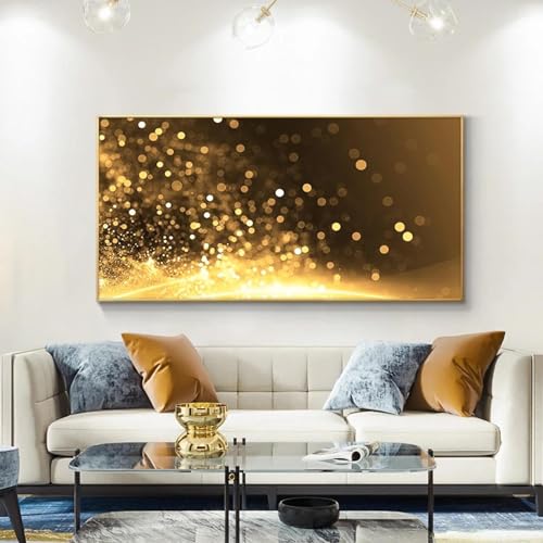 Affiches et impressions abstraites sur toile dorée 60x140 cm pour salon