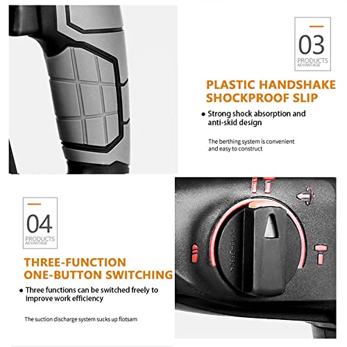 QPWZ Akku-Bohrhammer-Kit, Bohrhammer 18 V, 0-980 U/min, Variabler Geschwindigkeitshammer, 4-in-1-Akku-Bohrmaschine, mit… – Bild 8