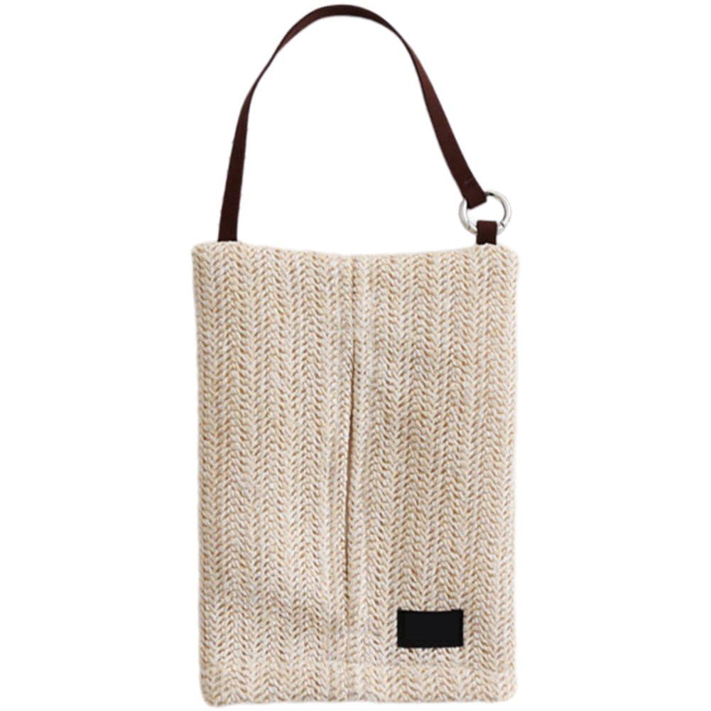 Sanfly Hanging Woven Tissue Cover Storage Pouch Napkin Holder Bag Multi-purpose Tissue Bag Tissue Dispenser for Camping Kitchen