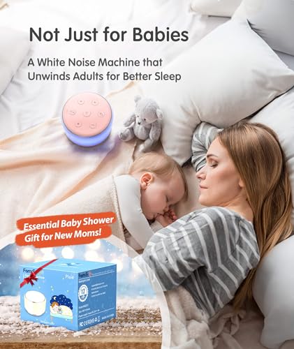 Image of FamiSym Portable Sound Machine for Babies Kids Sleeping - Rechargeable, 7 Colors Night Light, 34 Soothing Sounds, Baby Sleep Soother, Lullaby White Noise Machine, Shush, Baby Shower, Registry Gift
