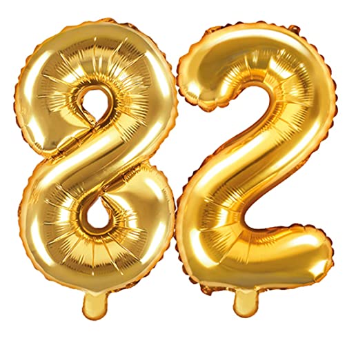 Palloncino Foil Mylar Numero 82 Colore Oro 35 Cm