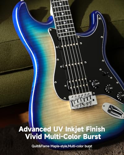 Donner DST-90 39" Beginner Electric Guitar Kit with Amp, Caribbean Burst - image 3